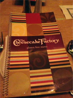 The Cheesecake Factory's Gluten Free Menu, January 22, 2014