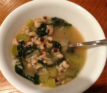 New Year's Black Eyed Pea and Kale Soup, January 1, 2014